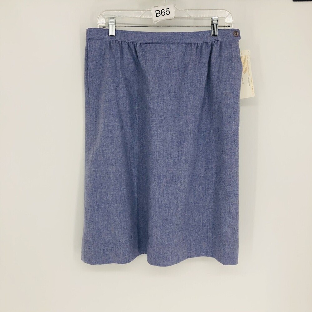 VTG Pendleton Women Solid Blue 100% Wool Straight & Pencil Knee Length Skirt 14